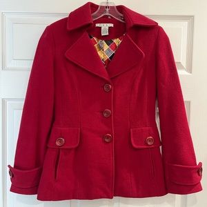 CAbi Women's Wool Blend Lined Peacoat Jacket Coat Cranberry Red Size 0 Style 619